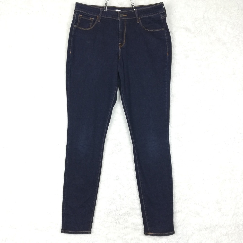 Old Navy Womens Jeans Rockstar Super Skinny Blue Denim Dark Wash Mid Long 12L